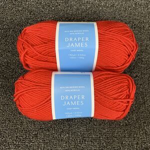 Lot Of 2 Draper James Cozy Wool, Holiday Red, Merino Wool And Acrylic Yarn New
